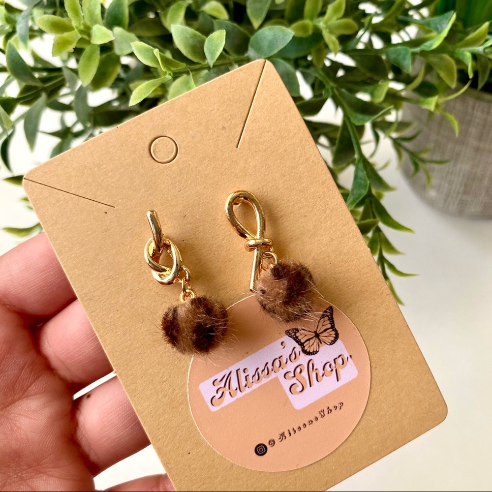 Cheetah ball earrings